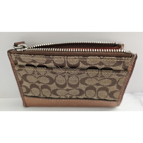 Coach Signature C Khaki Tan Zip Coin Purse - Picture 2 of 8